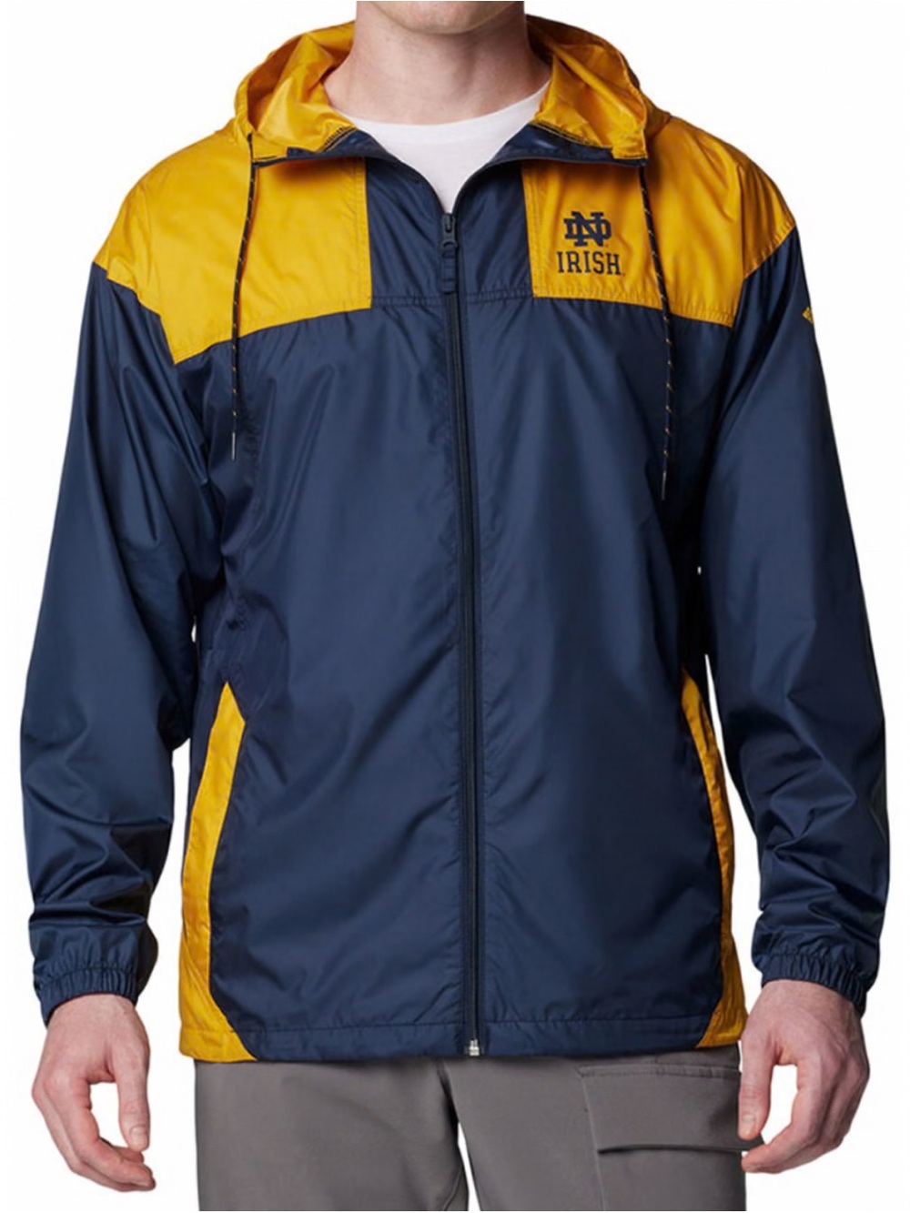 NEW COLUMBIA NOTRE DAME FLASH CHALLENGER LIGHT WEIGHT JACKET WINDBREAKER MENS M